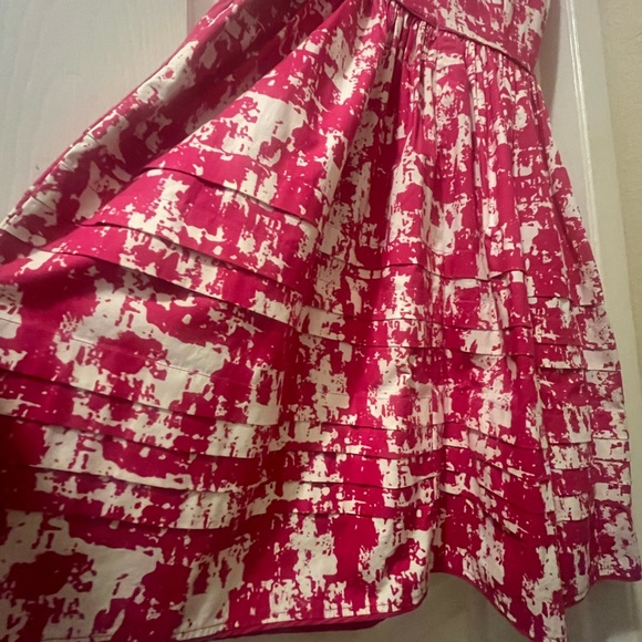Oscar de la Renta Abstract Pink + White Print Knee-Length Cotton Dress Sz 2 EUC - Picture 7 of 11